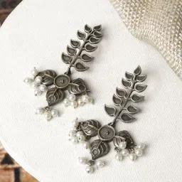 Teejh Ethnic Aarini Silver Oxidized Dangler Earrings image 1