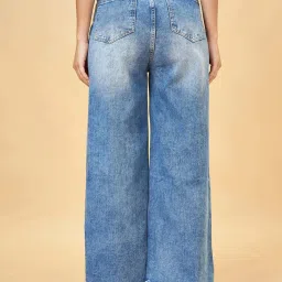 YU by Pantaloons Blue Cotton Mid Rise Flared Jeans image 2