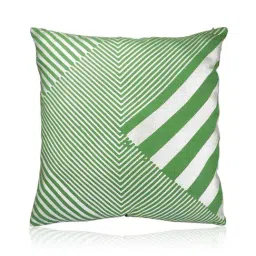 Home4U Rye Green & White Linen Cushion Cover - Set of 1-picture-38