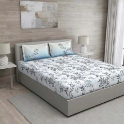GM Blue 100% Cotton 144 TC Queen Bedsheet Set-picture-39