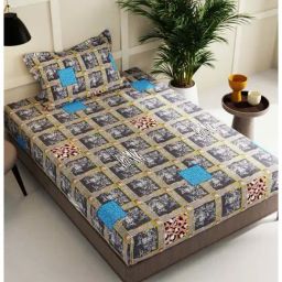 Bianca Sterling Geometric Grey 152 TC Fabric Single Bedsheet with 1 Pillow Cover-picture-13