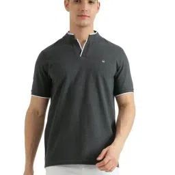 United Colors of Benetton Grey Regular Fit Mandarin Collar T-Shirt-image-91