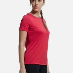 Jockey MW71 Women's Microfiber Polyester Fabric Relaxed Fit Solid Round Neck Active Wear T-Shirt image 2