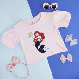 Pantaloons Junior Pink Cotton Printed Top image 1