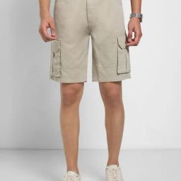 7 Alt By Pantaloons Beige Cotton Relaxed Fit Cargo Shorts-picture-14