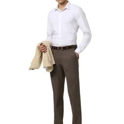 Van Heusen Brown Slim fit Textured Trousers image 4