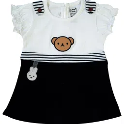 Mee Mee Kids White & Navy Embroidered Dress image 1