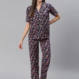 Cation Navy Printed Shirt With Pyjamas image 1