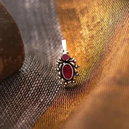 Teejh Ethnic Parthavi Red Stone Nose Pin for Women image 1