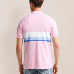 U.S. Polo Assn. Pink Slim Fit Striped Cotton Polo T-Shirt image 2