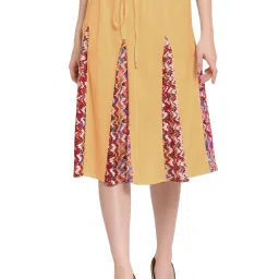 PATRORNA Peach Printed Midi Skirt image 1