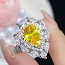 Designs & You Silver-Plated Teardrop Designed American Diamond-Stone Studded Finger Ring-picture-41