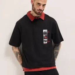 The Bear House Black Cotton Oversized Graphic T-Shirt-picture-24