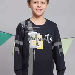 Monte Carlo Kids Navy Printed Full Sleeves T-Shirt image 1