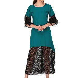 PATRORNA Teal & Black Lace Midi Dress image 1