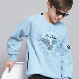 Monte Carlo Kids Sky Blue Printed Full Sleeves Sweatshirt image 1