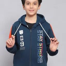 Monte Carlo Kids Teal Printed Full Sleeves Sweatshirt image 1