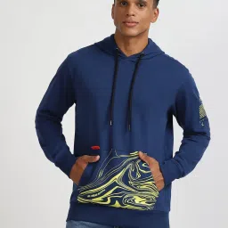 Lee Blue Cotton Slim Fit Printed Hooded Sweatshirt image 1