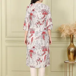 W White Cotton Printed Straight Kurta image 2