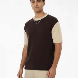 glitchez Cable Knit Self Design Round Neck Relaxed Pullover-picture-14