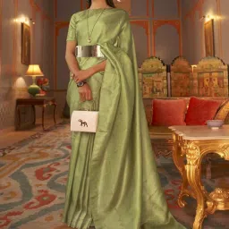 Elora Light Green Woven Saree With Unstitched Blouse image 1