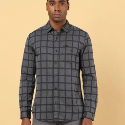 Wrangler Charcoal Black Cotton Regular Fit Checks Shirt image 1