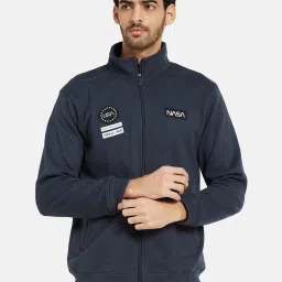 Octave Navy Regular Fit High Neck Sweatshirt image 1