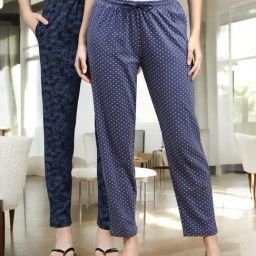 Kryptic Grey & Blue Cotton Relaxed Fit Printed Lounge Pant - Pack of 2-picture-8
