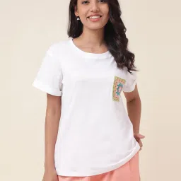 Fabindia White Cotton T-Shirt image 1