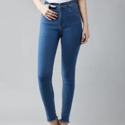 DOLCE CRUDO Blue Skinny Fit High Rise Stretchable Jeans-picture-46