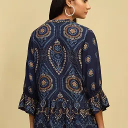 Biba Blue Printed A Line Short Kurti image 2