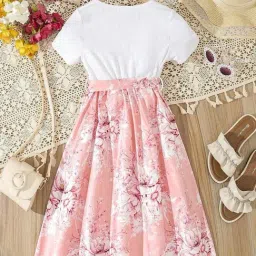 Bolly Lounge Girls Peach Floral Party Dress image 2