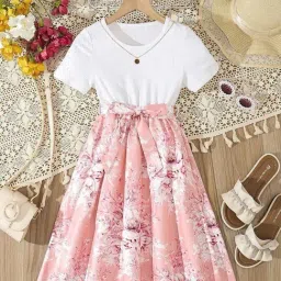 Bolly Lounge Girls Peach Floral Party Dress-picture-18