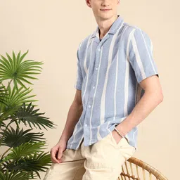 Mast & Harbour Pure Cotton Striped Knitted Casual Shirt-picture-28