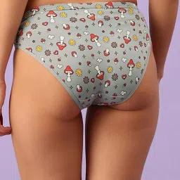 Clovia Grey Cotton Printed Bikini Panty image 2