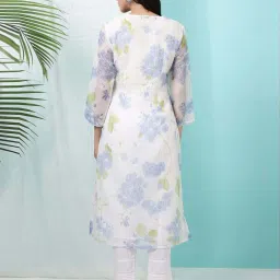 W Blue Printed Kurta image 2