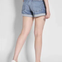 American Eagle Outfitters Blue Cotton Mid Rise Shorts image 2