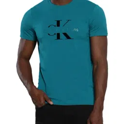 Calvin Klein Dusk Blue Cotton Slim Fit Logo Printed T-Shirt-picture-34