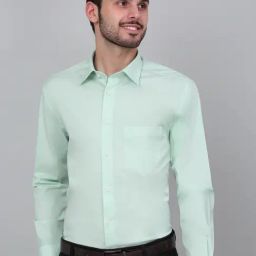 Cantabil Green Cotton Regular Fit Solid Formal Shirt-picture-30