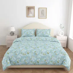 Haus & Kinder Blue Cotton 186 TC Double Bedsheet with 2 Pillow Covers-picture-36