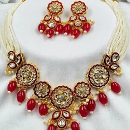 eeooaa Gold-Plated Brass Artificial Stones Jewellery Set image 1