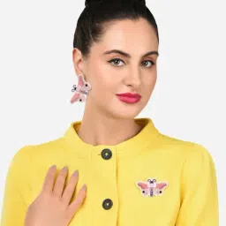 Zaveri Pearls Multicolor Sequin & Beads Hand Crafted Butterfly Earring & Brooch Set-ZPFK16010-image-26