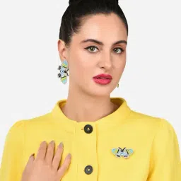 Zaveri Pearls Multicolor Beads Hand Crafted Butterfly Earring & Brooch Set-ZPFK16008-image-8