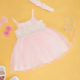 Pantaloons Baby Kids Gossamer Pink Embroidered Dress-image-95