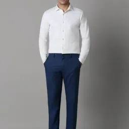Louis Philippe Navy Slim Fit Texture Trousers image 5