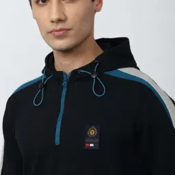 Van Heusen Sport Black Regular Fit Colour Block Hooded Sweatshirts image 4