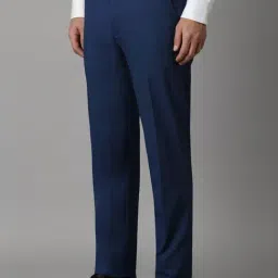 Louis Philippe Navy Slim Fit Texture Trousers image 3