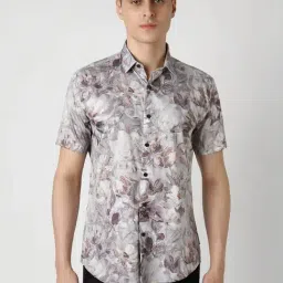 Van Heusen Grey Cotton Slim Fit Printed Shirt-picture-36