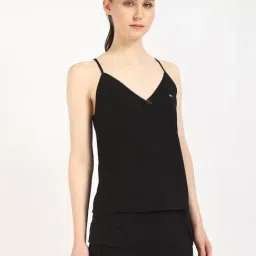 TOMMY HILFIGER Black Regular Fit Polyester Straps Cami Top-image-89
