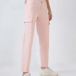 Spykar Baby Pink Cotton Loose Fit Jeans image 3